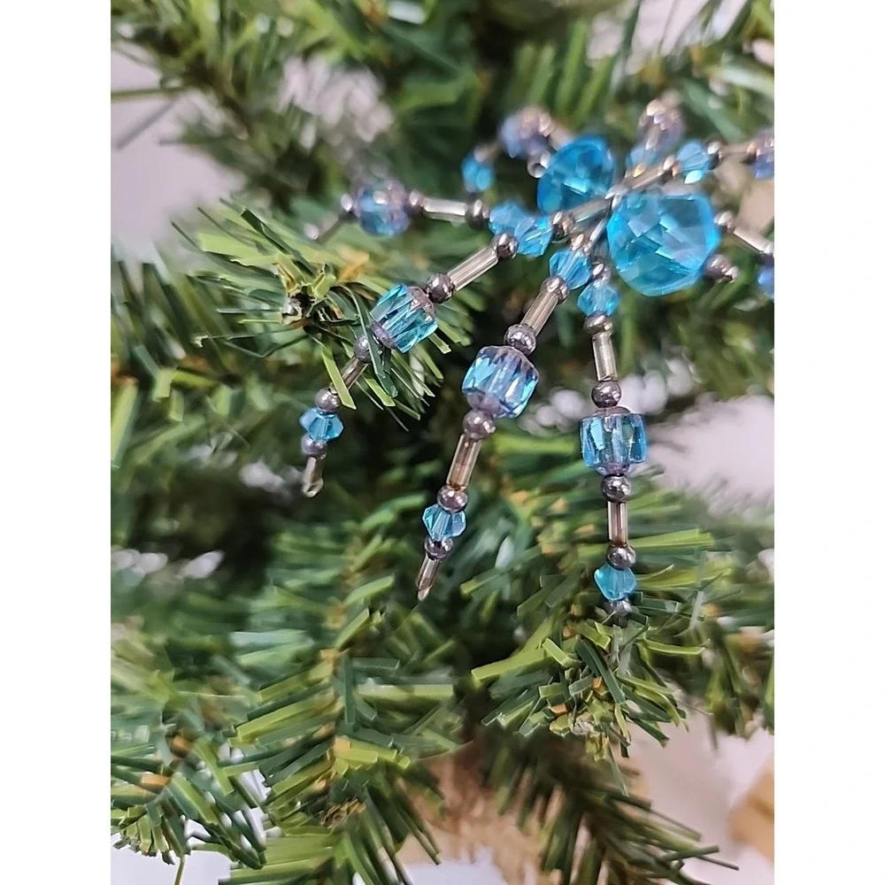 Christmas Spider Ornament Hand Crafted One Of A‎ Kind Baby Blue And Silver